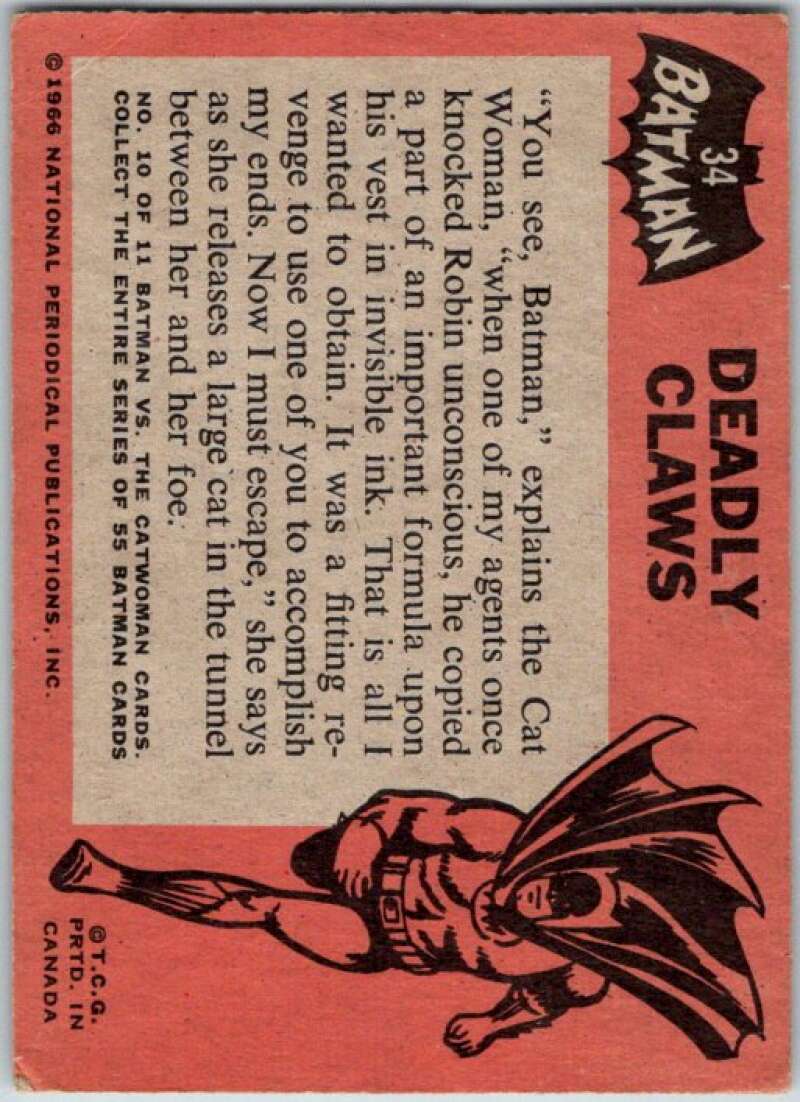1966 Topps Batman Black Bat #34 Deadly Claws V36470