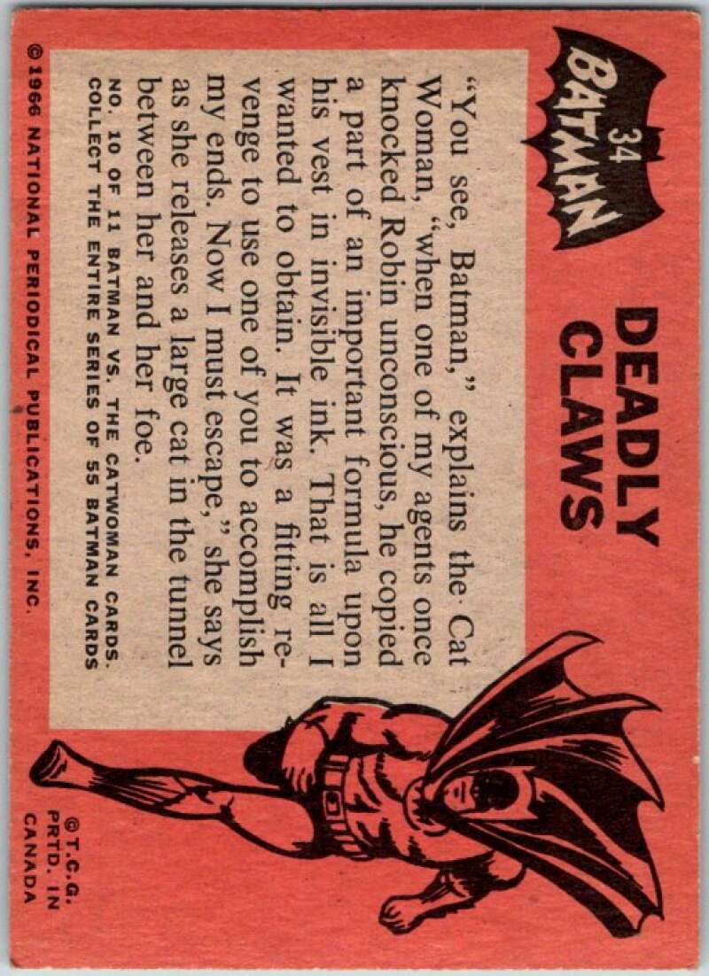 1966 Topps Batman Black Bat #34 Deadly Claws V36471