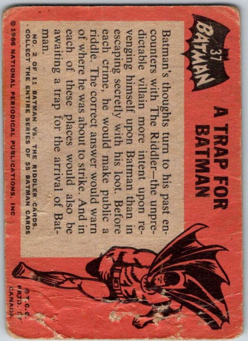 1966 Topps Batman Black Bat #37 A trap for Batman V36478