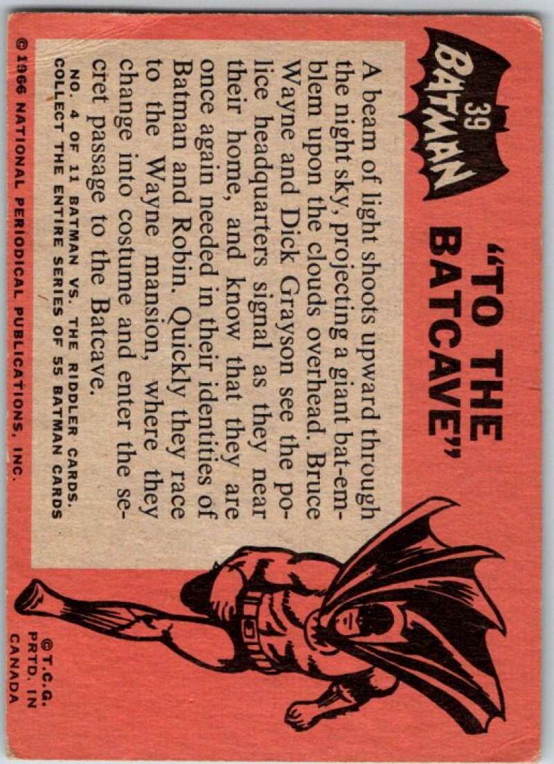 1966 Topps Batman Black Bat #39 To the Batcave V36481