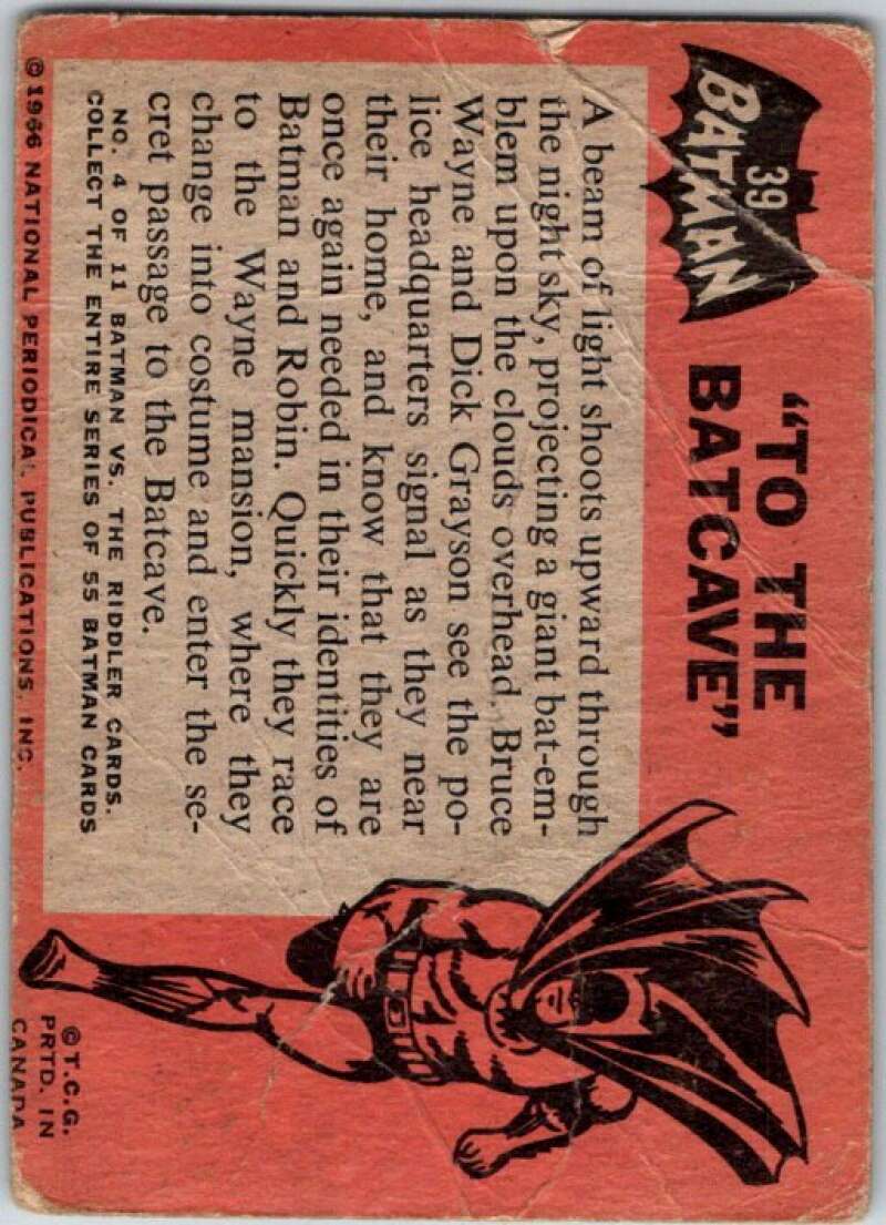 1966 Topps Batman Black Bat #39 To the Batcave V36482