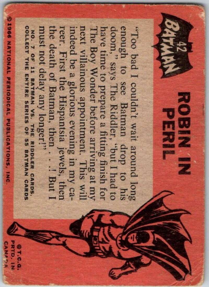 1966 Topps Batman Black Bat #42 Robin in Peril V36485