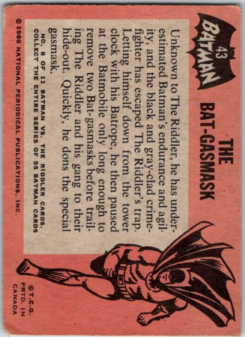 1966 Topps Batman Black Bat #43 The Bat-gasmask V36487