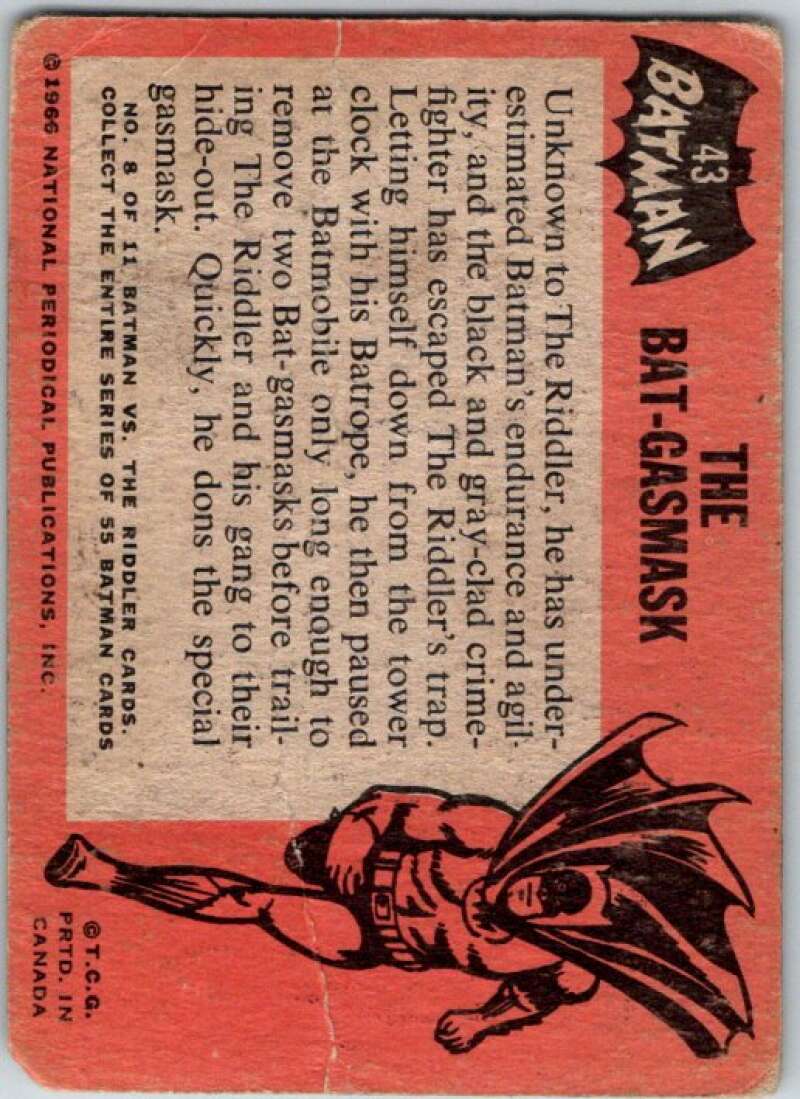 1966 Topps Batman Black Bat #43 The Bat-gasmask V36489