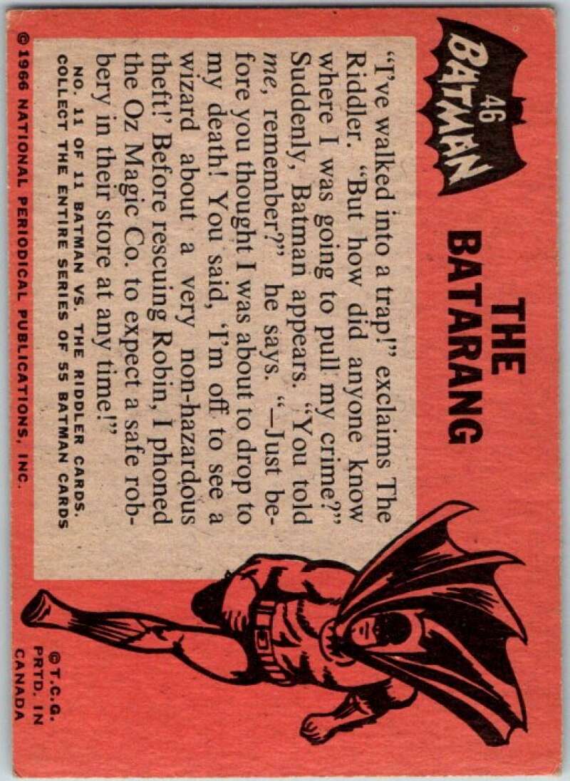 1966 Topps Batman Black Bat #46 The Batarang V36493