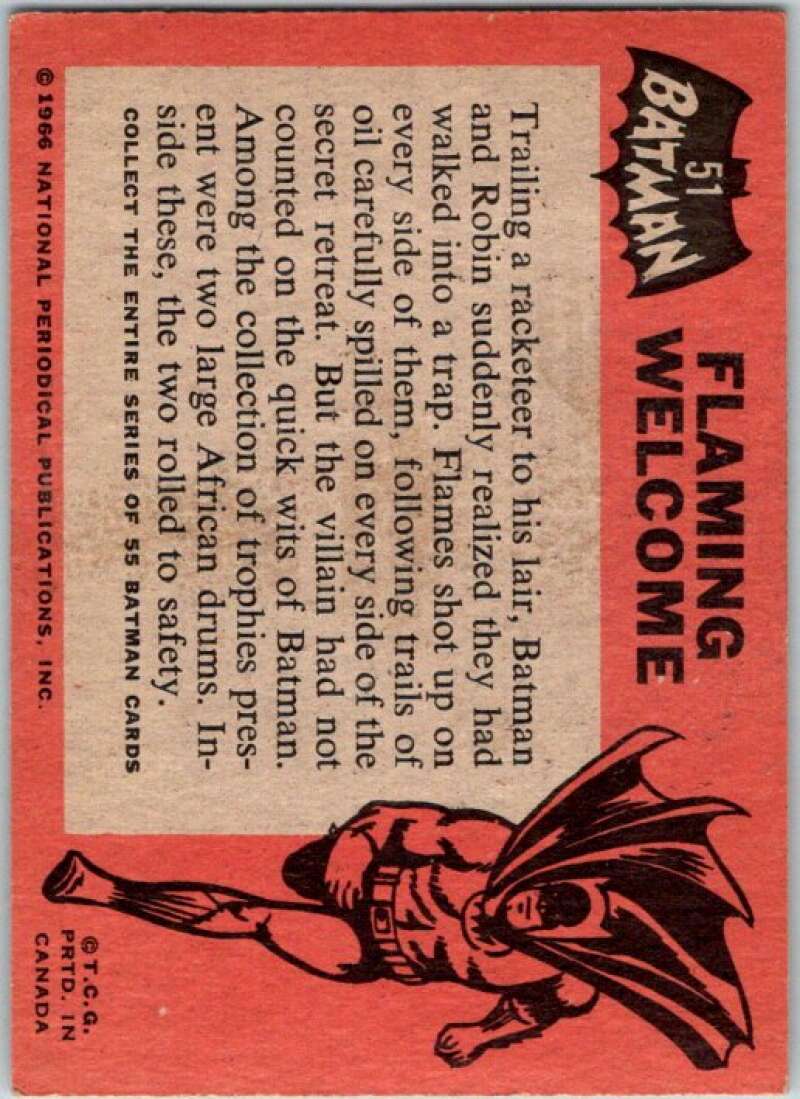 1966 Topps Batman Black Bat #51 Flaming Welcome V36504