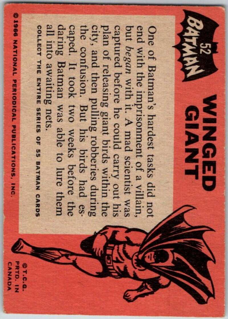 1966 Topps Batman Black Bat #52 Winged Giant V36505