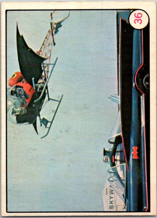 1966 Topps Batman Laffs #36 Batcopter and Batmobile   V36258