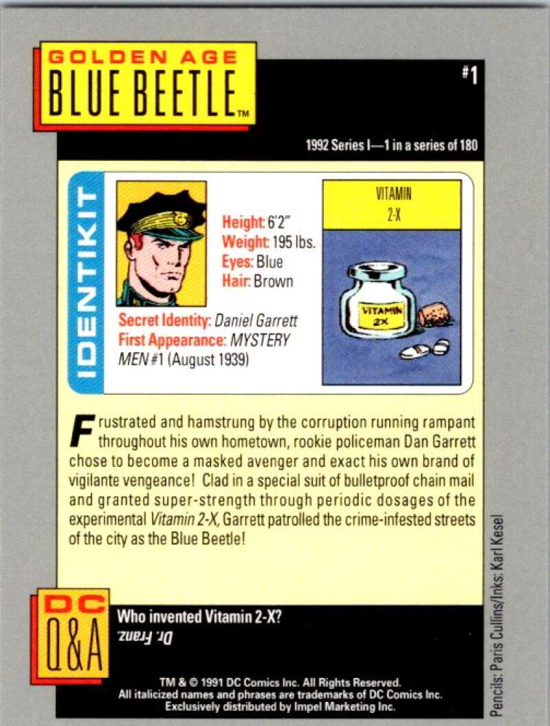 1991 Impel DC Comics #1 Golden Age Blue Beetle V36511