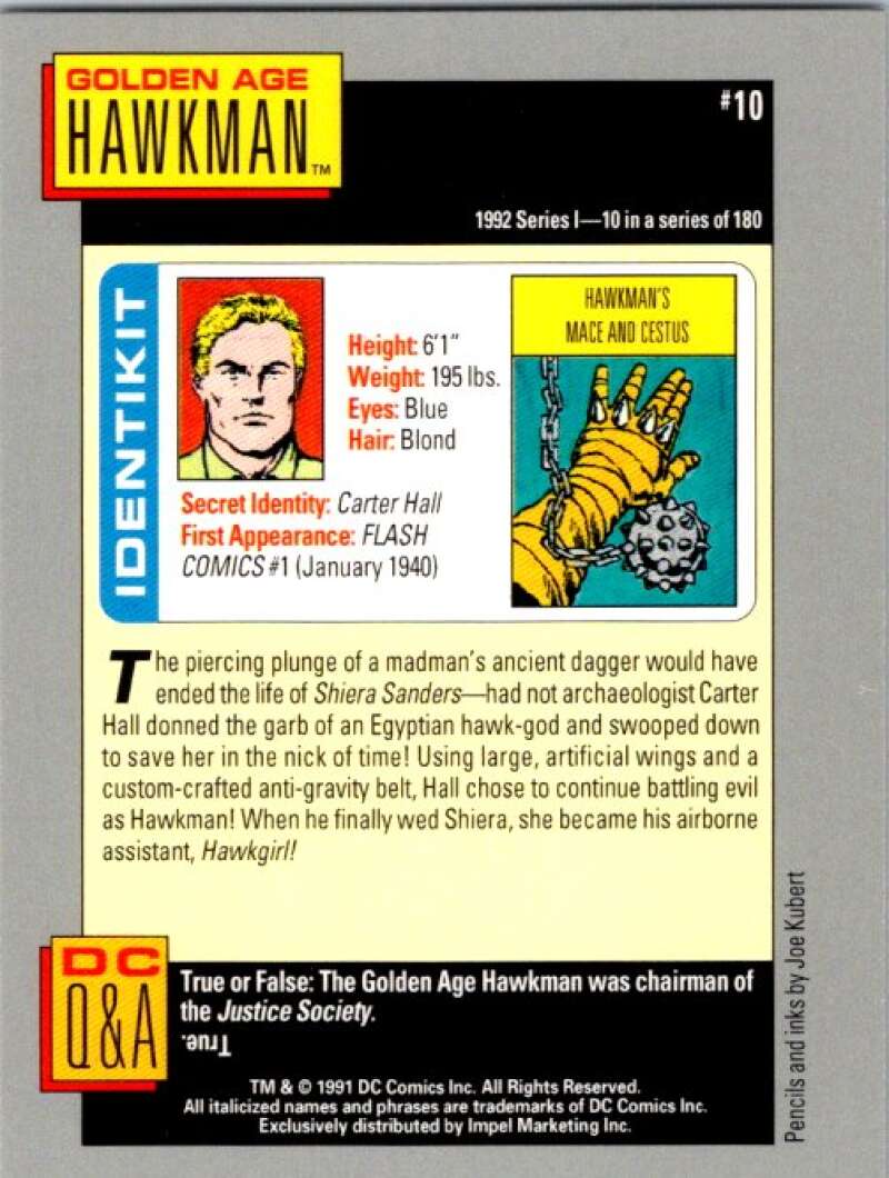 1991 Impel DC Comics #10 Golden Age Hawkman V36516