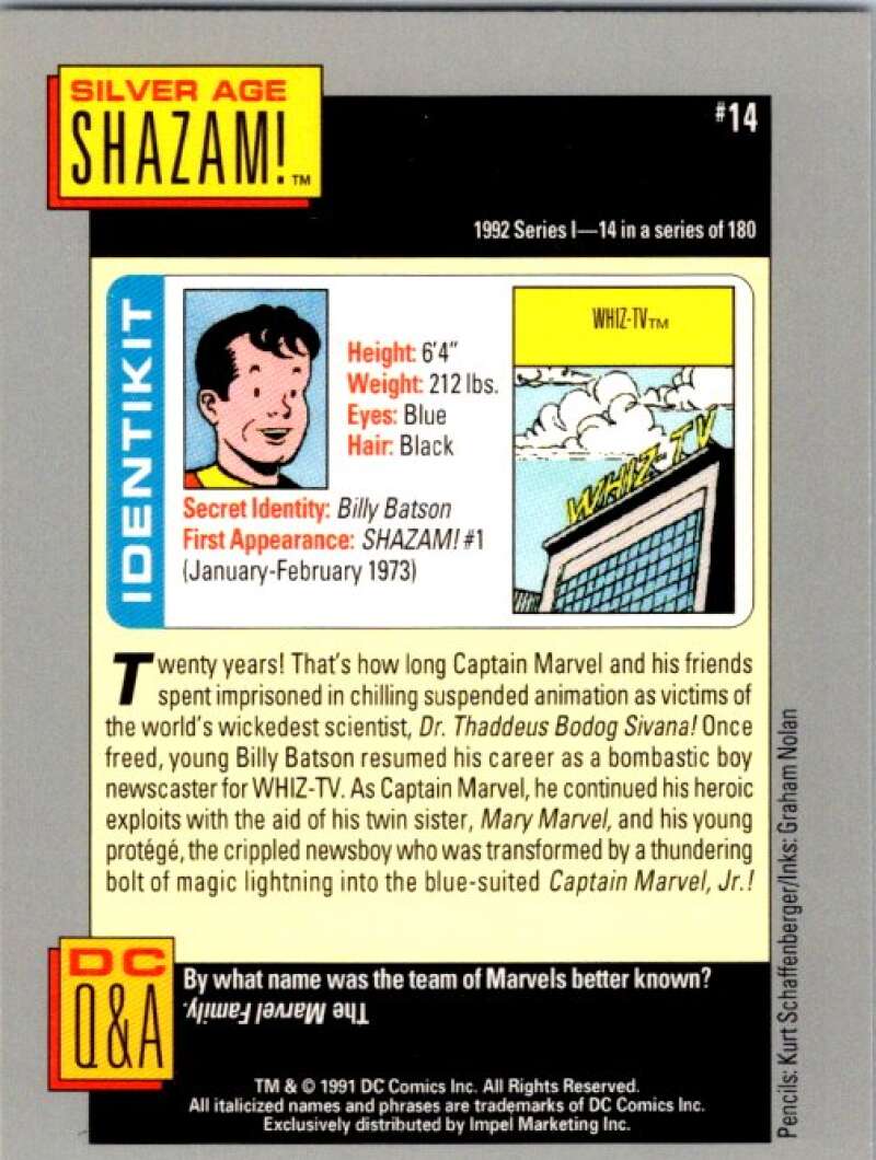 1991 Impel DC Comics #14 Silver Age Shazam V36519