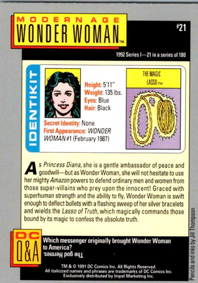 1991 Impel DC Comics #21 Modern Age Wonder Woman V36530