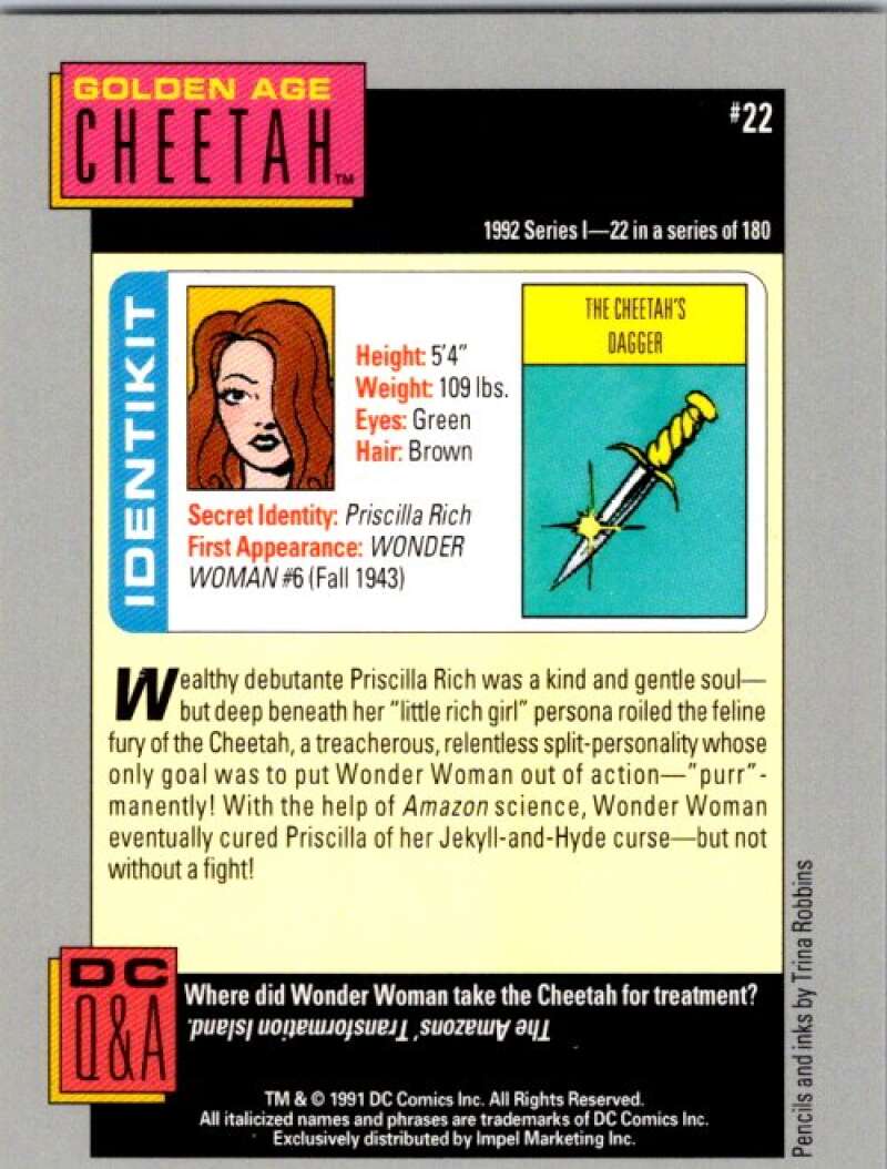 1991 Impel DC Comics #22 Golden Age Cheetah V36533