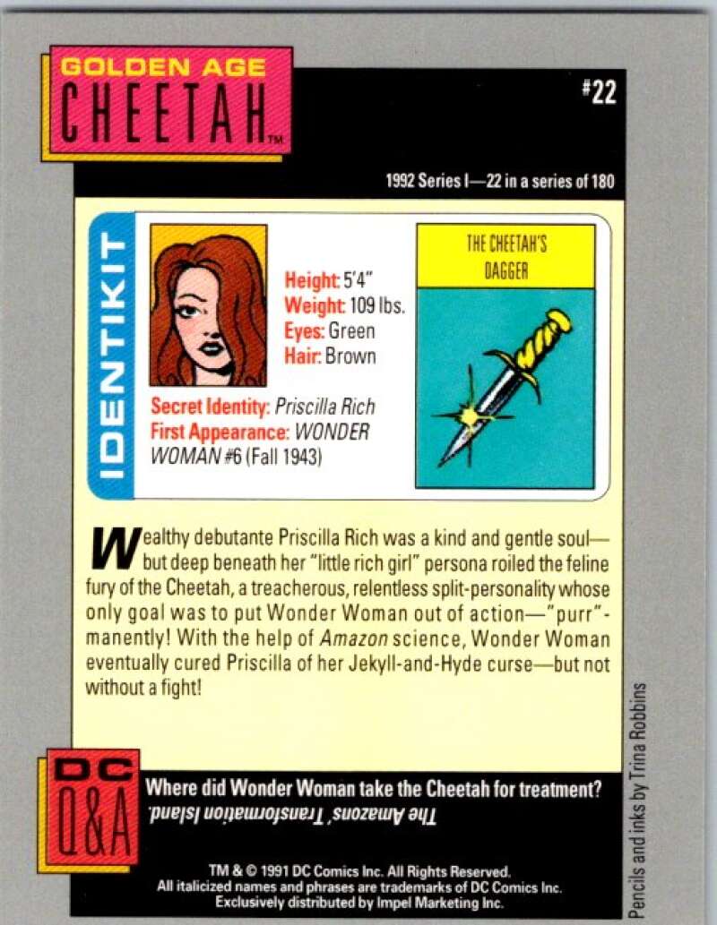 1991 Impel DC Comics #22 Golden Age Cheetah V36534