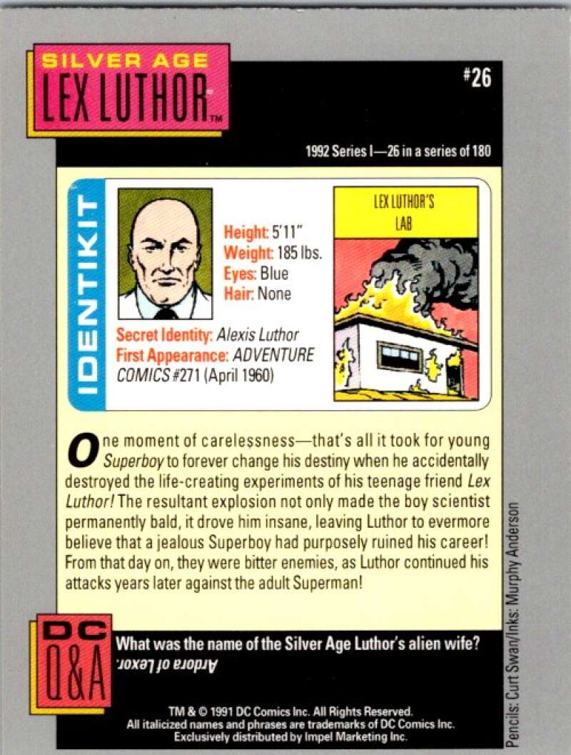 1991 Impel DC Comics #26 Silver Age Lex Luthor V36540