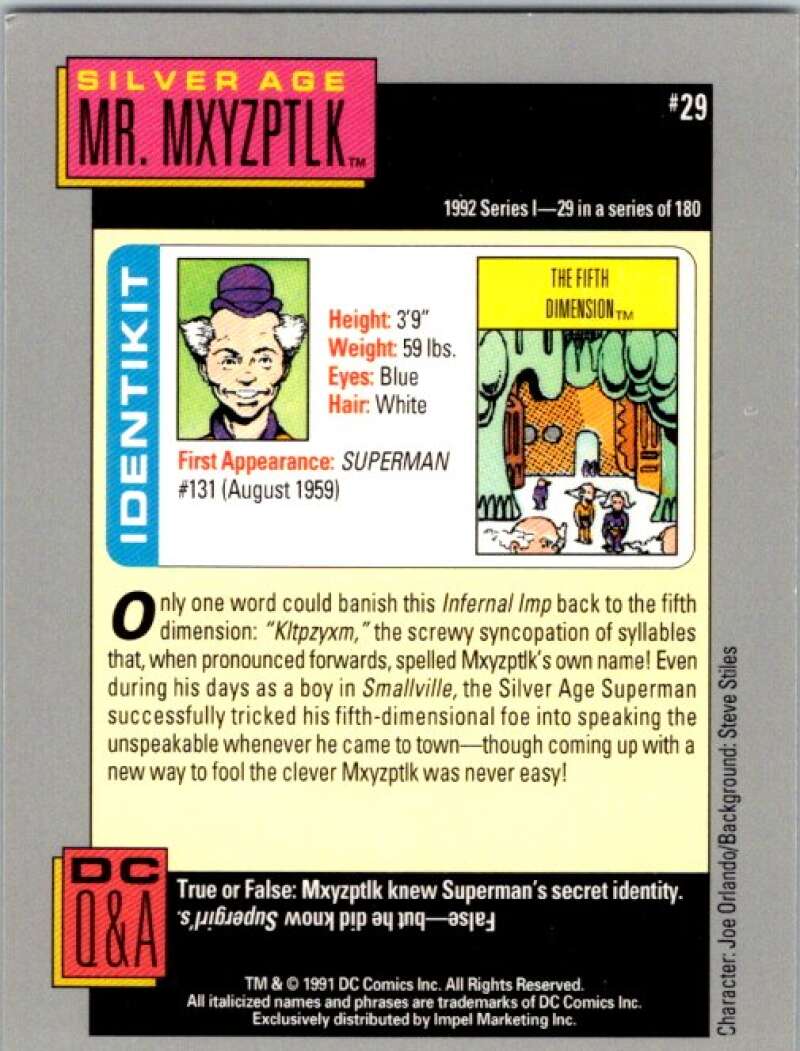 1991 Impel DC Comics #29 Silver Age Mr. Mxyzptlk V36541