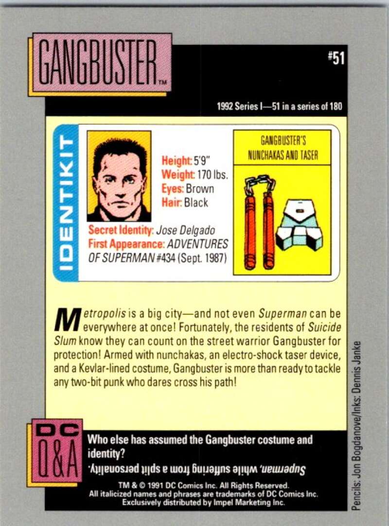 1991 Impel DC Comics #51 Gangbuster V36557