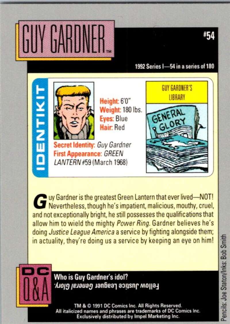 1991 Impel DC Comics #54 Guy Gardner V36560