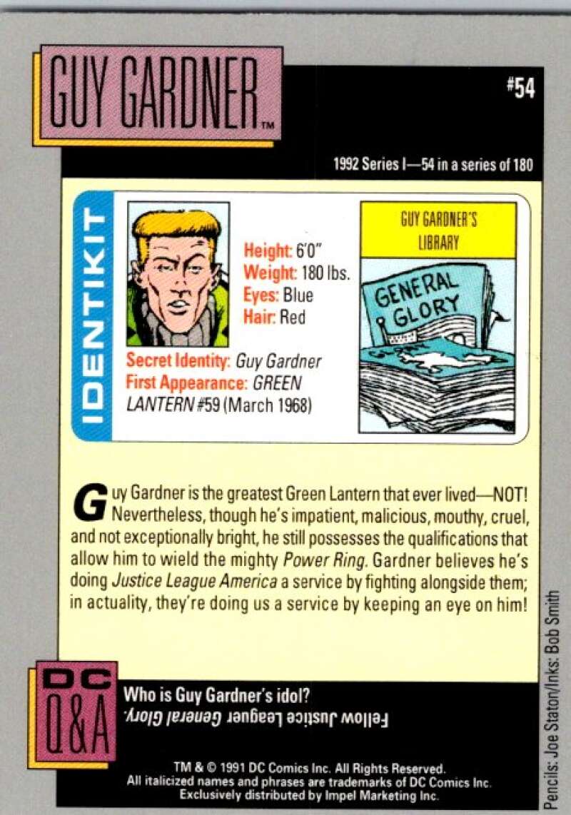 1991 Impel DC Comics #54 Guy Gardner V36563