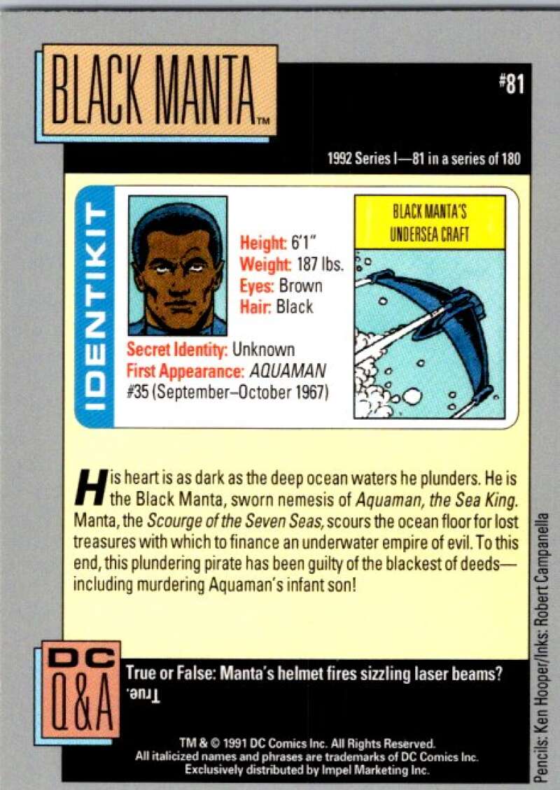 1991 Impel DC Comics #81 Black Manta V36591