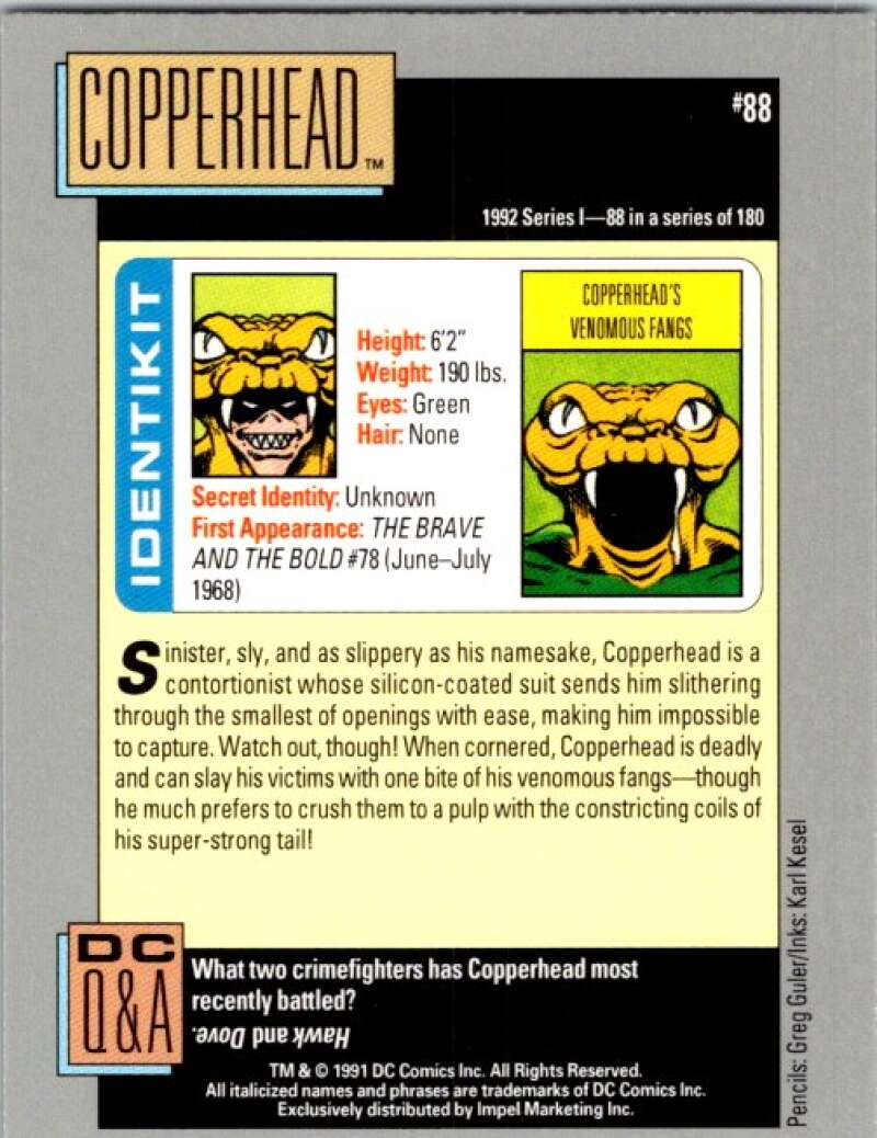 1991 Impel DC Comics #88 Copperhead V36603