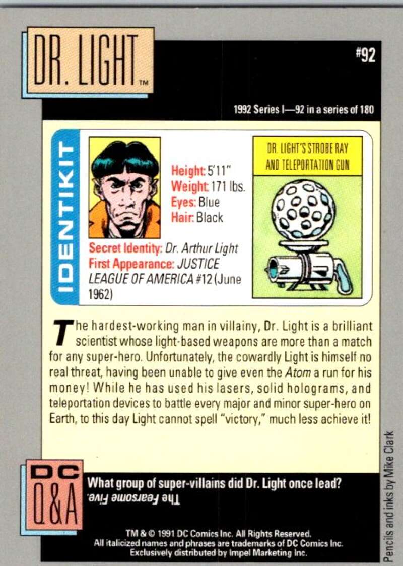 1991 Impel DC Comics #92 Dr. Light V36605