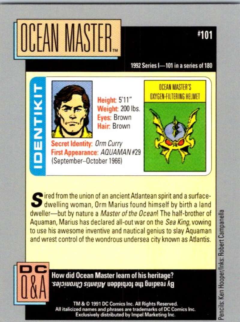 1991 Impel DC Comics #101 Ocean Master V36617