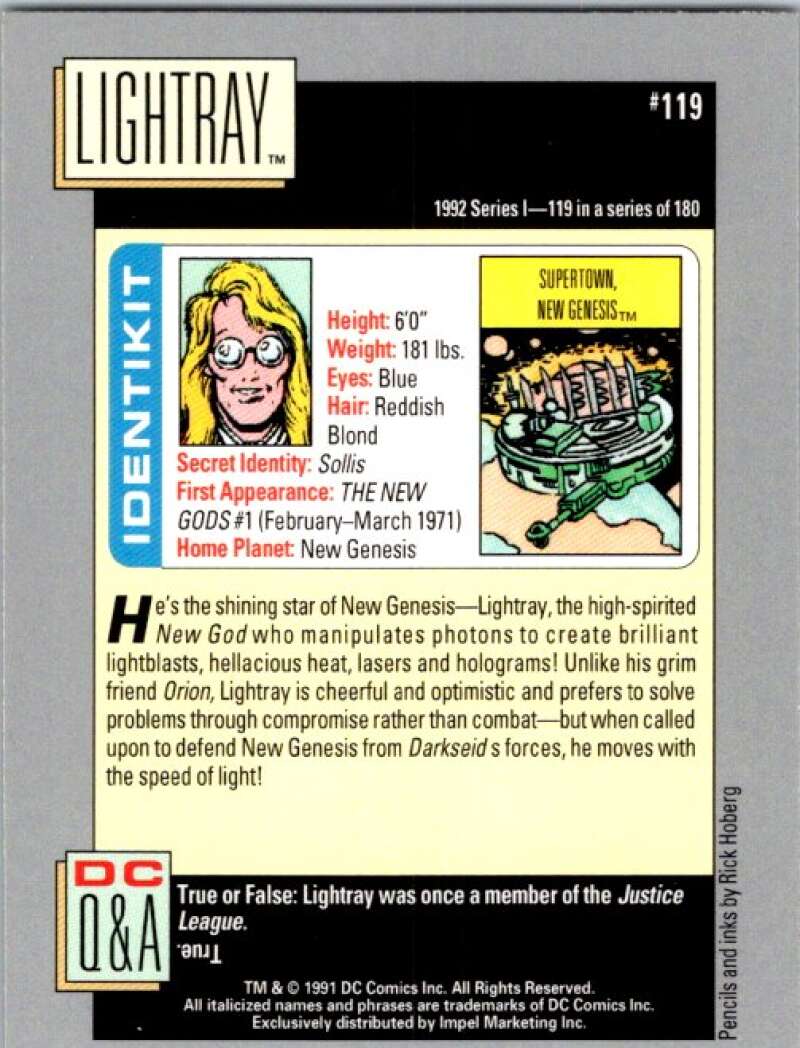 1991 Impel DC Comics #119 Lightray V36637