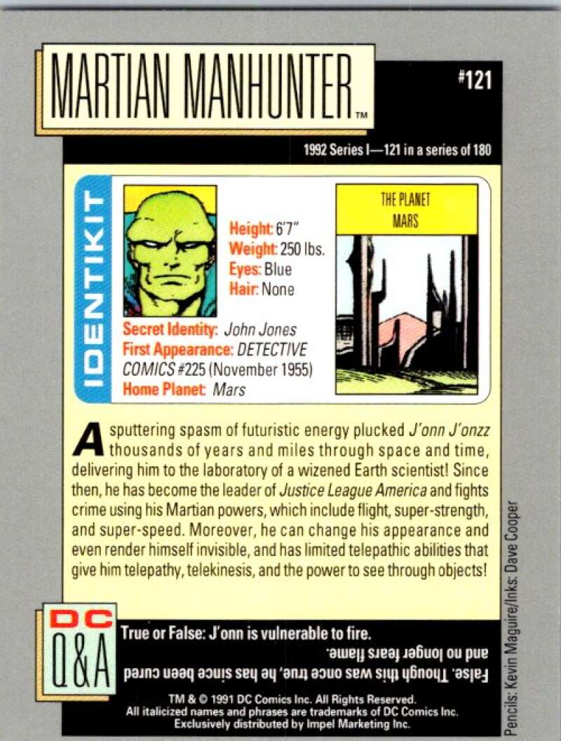 1991 Impel DC Comics #121 Martian Manhunter V36642