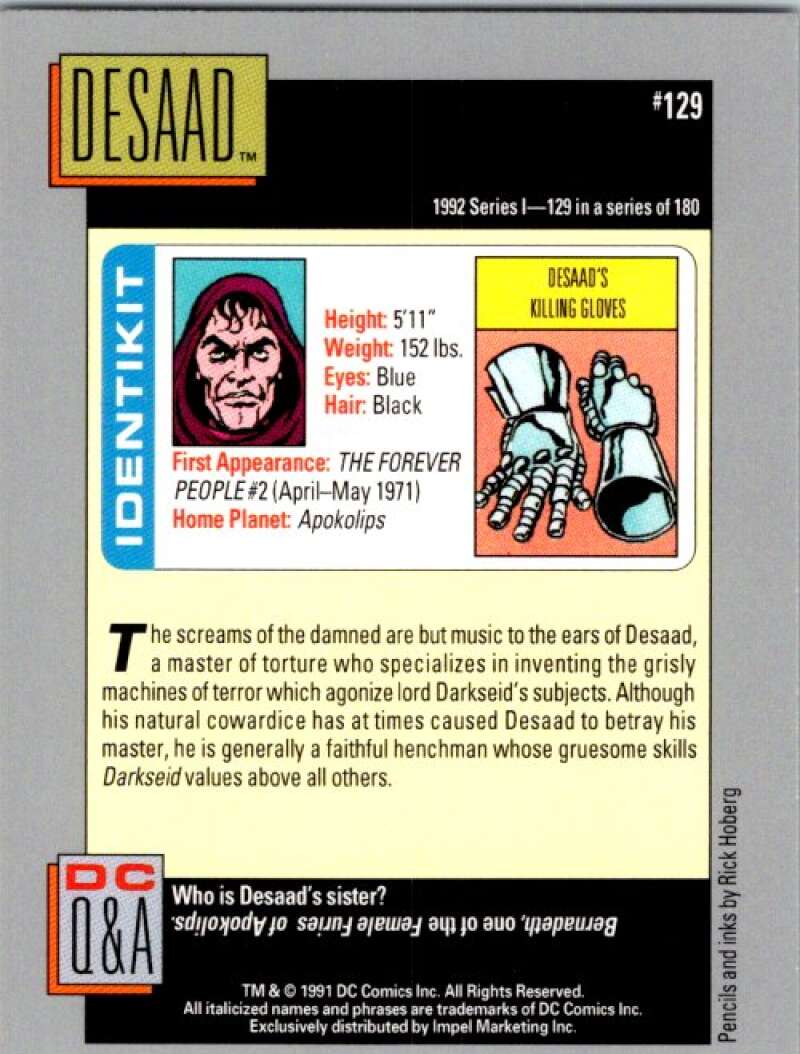 1991 Impel DC Comics #129 Desaad V36652