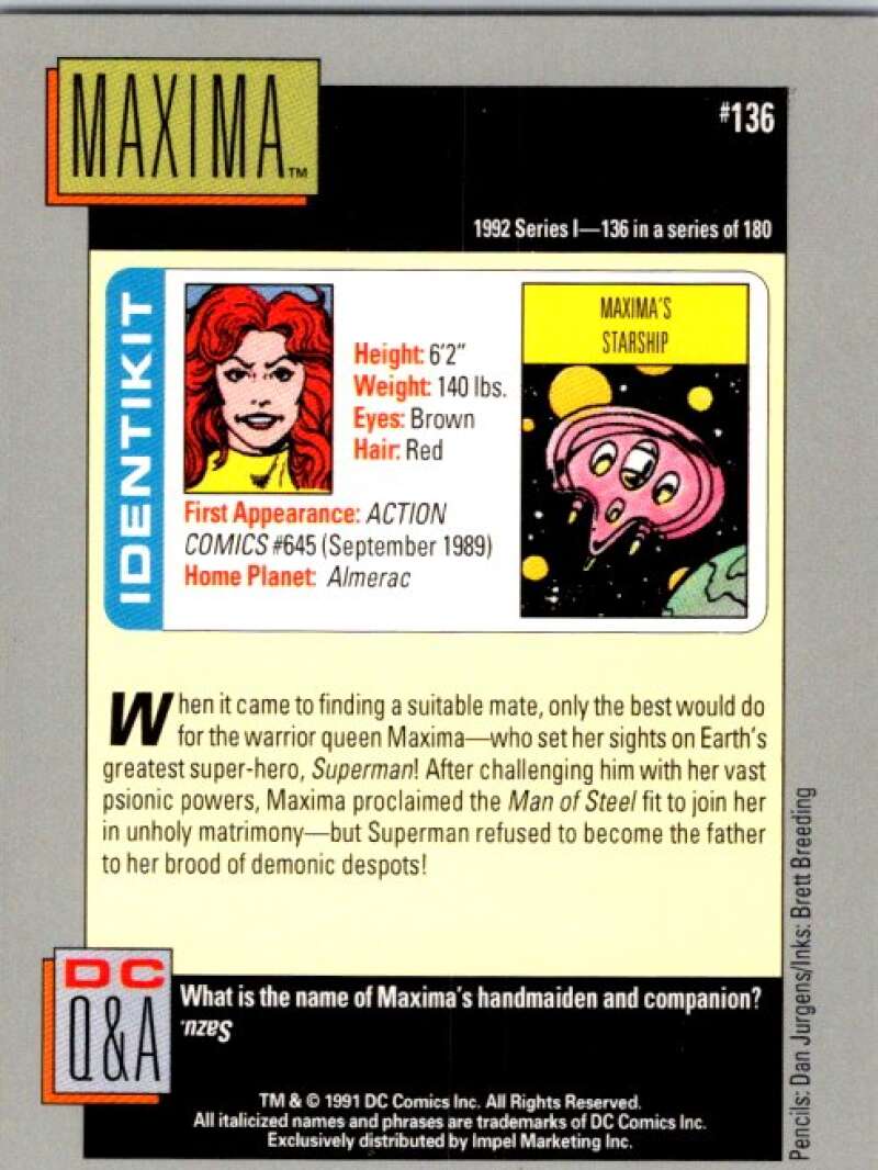1991 Impel DC Comics #136 Maxima V36665