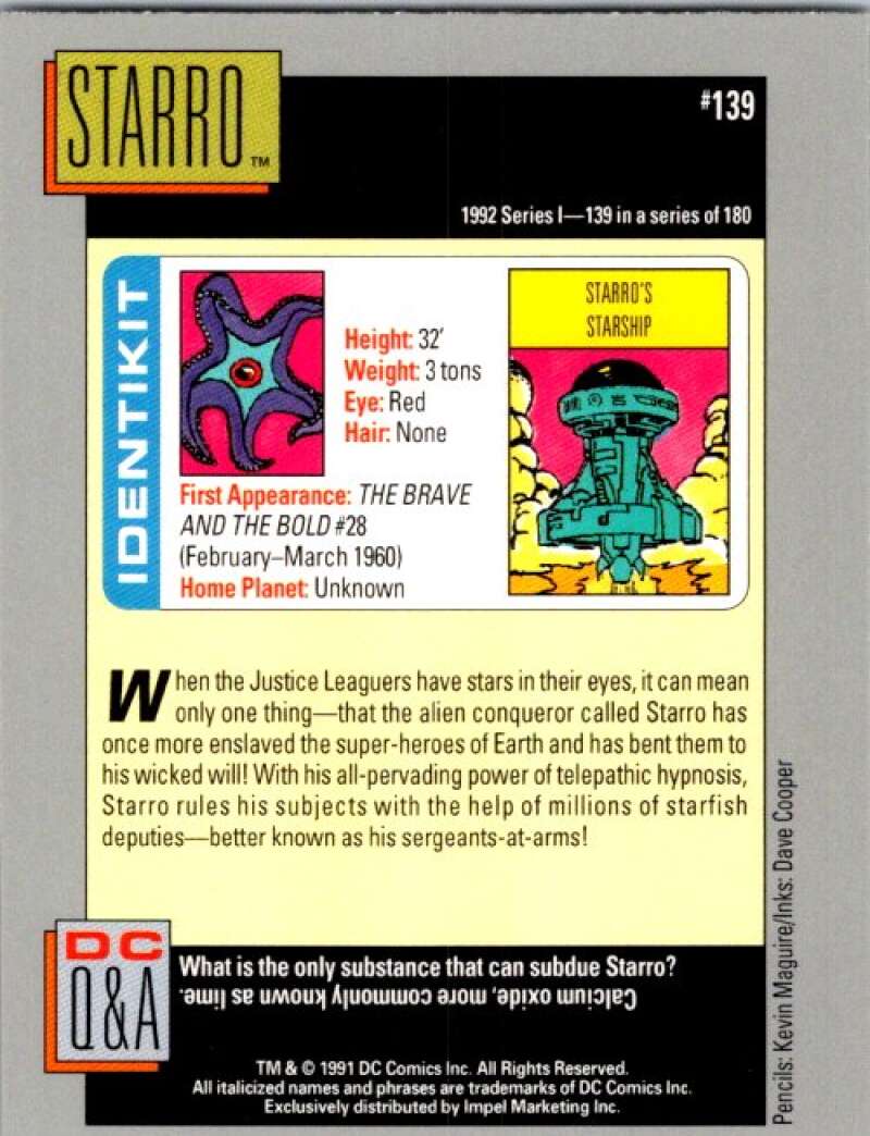 1991 Impel DC Comics #139 Starro V36668