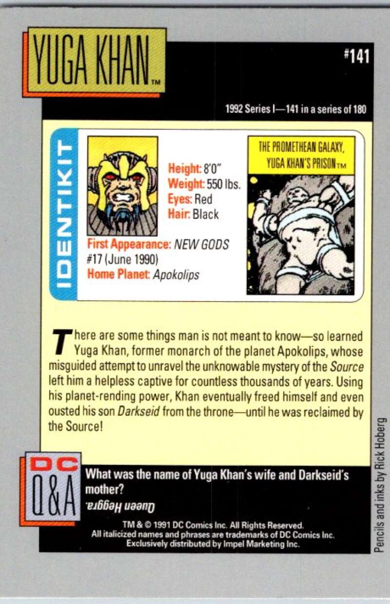 1991 Impel DC Comics #141 Yuga Khan V36670