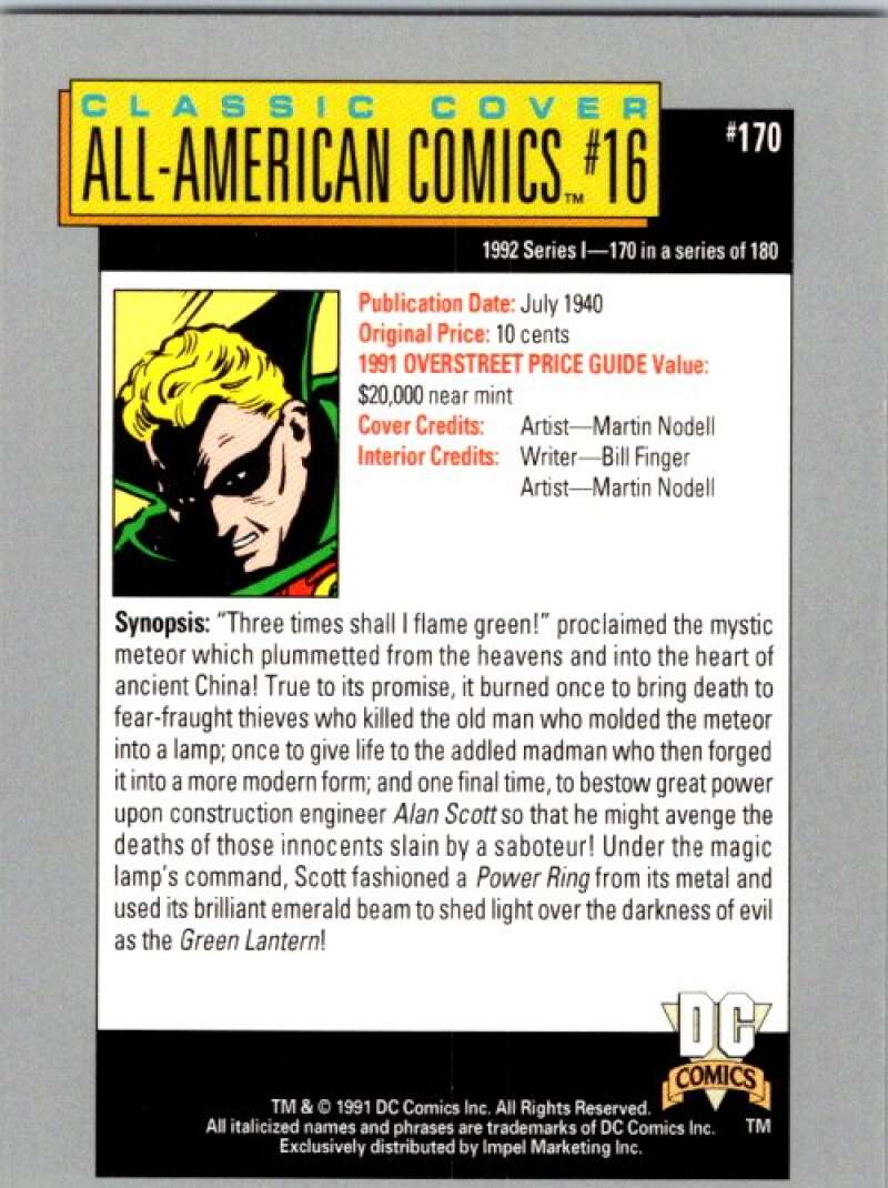 1991 Impel DC Comics #170 All-American Comics #16 V36704