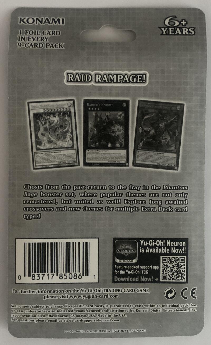 Yu-Gi-Oh! Phantom Rage Booster Sealed Card Game Pack - English Edition