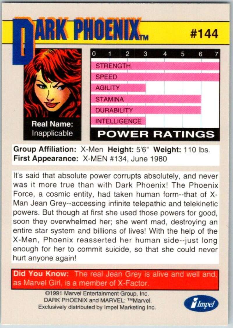 1991 Impel Marvel Universe #144 Dark Phoenix V36769