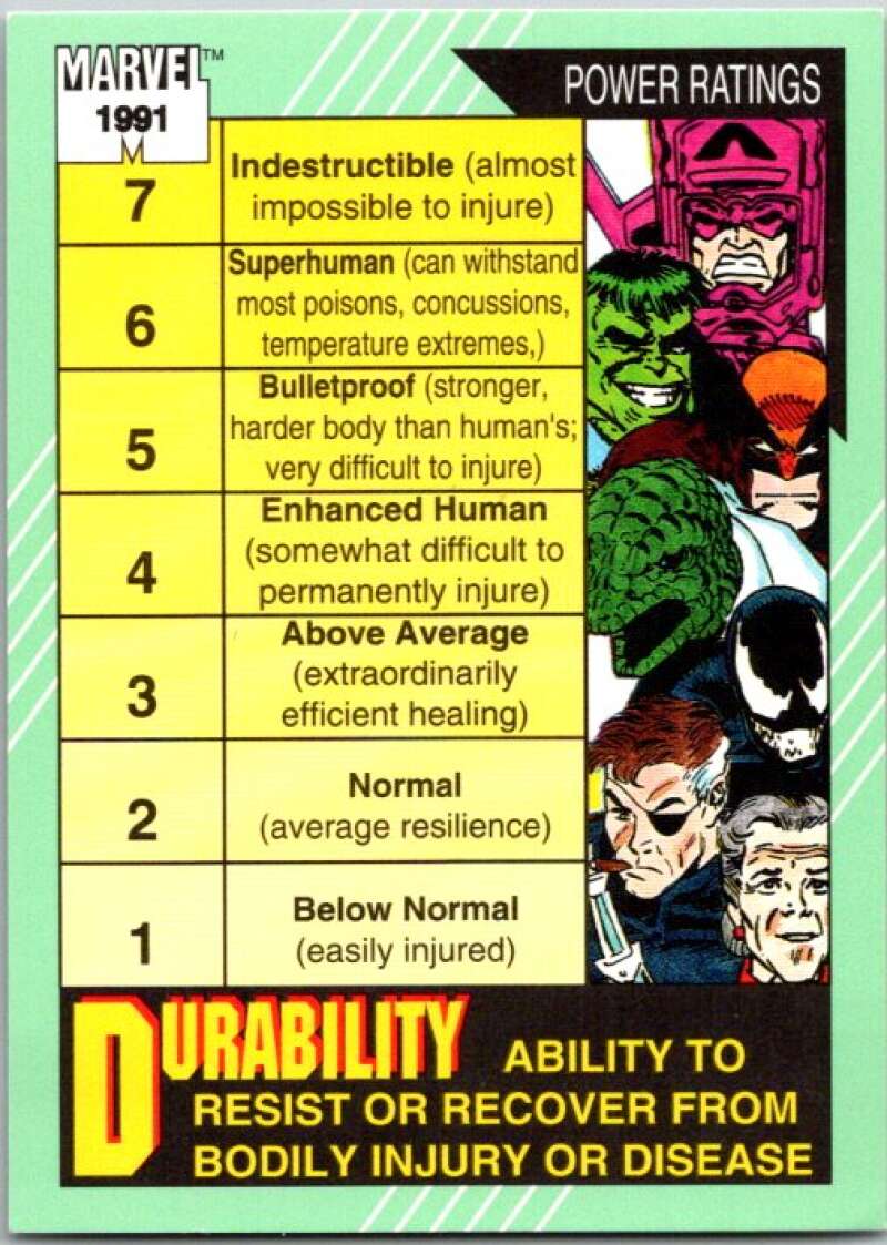 1991 Impel Marvel Universe #161 Durability/Intelligence V36773
