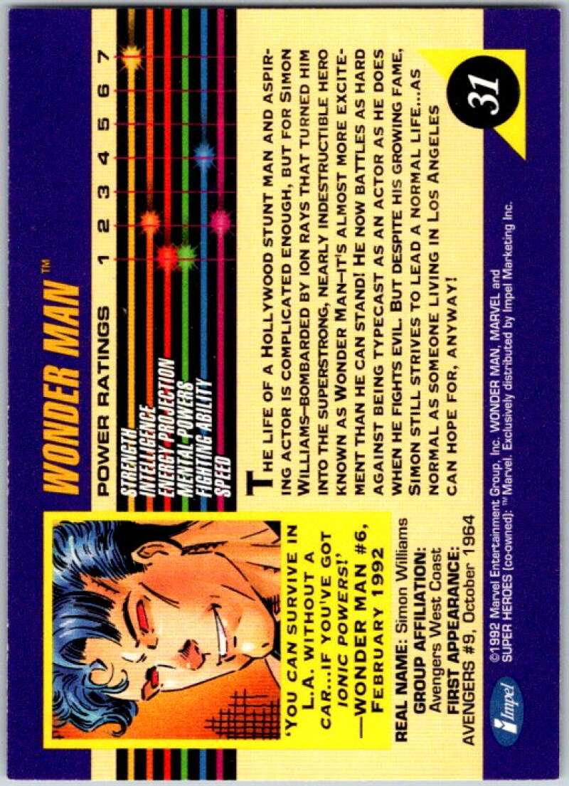 1992 Impel Marvel Universe #31 Wonder Man V36781
