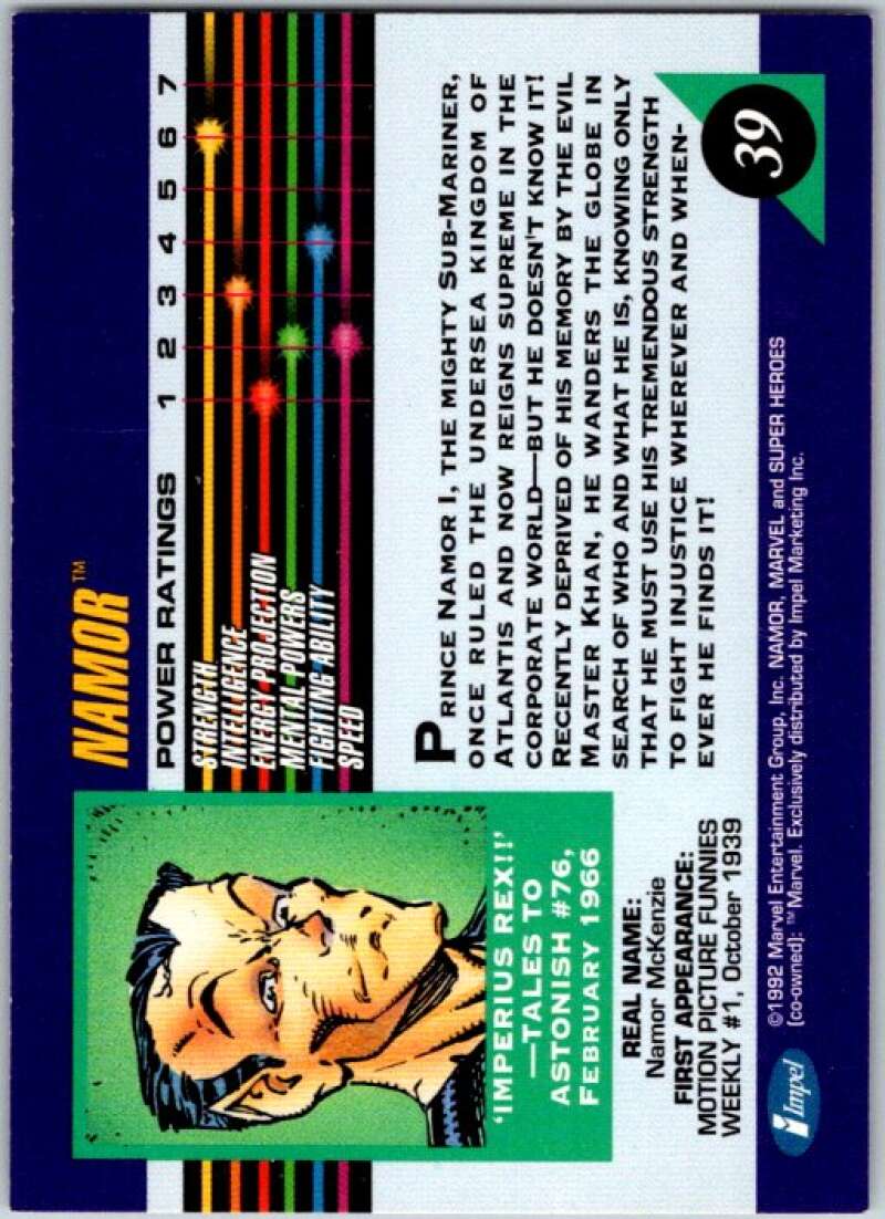 1992 Impel Marvel Universe #39 Namor V36784