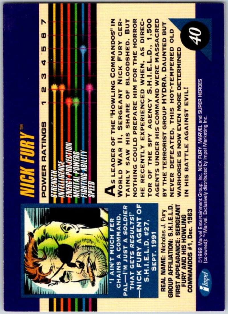 1992 Impel Marvel Universe #40 Nick Fury V36785