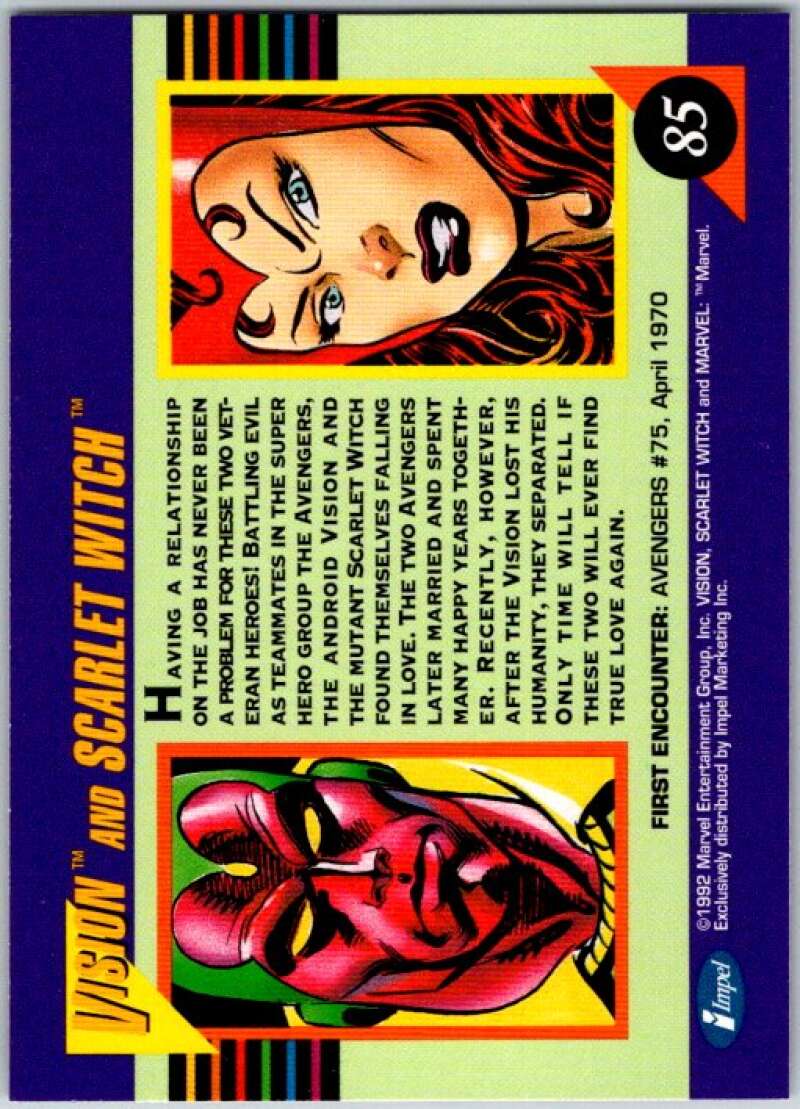 1992 Impel Marvel Universe #85 Vision and Scarlet Witch V36792