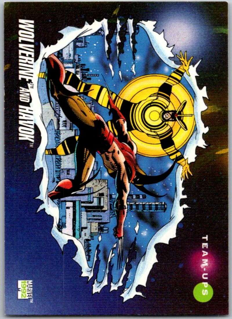 1992 Impel Marvel Universe #91 Wolverine and Havok V36793