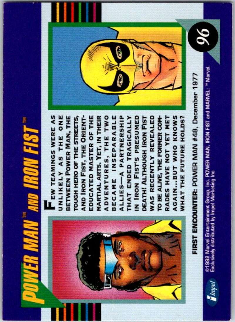 1992 Impel Marvel Universe #96 Power Man and Iron Fist V36796