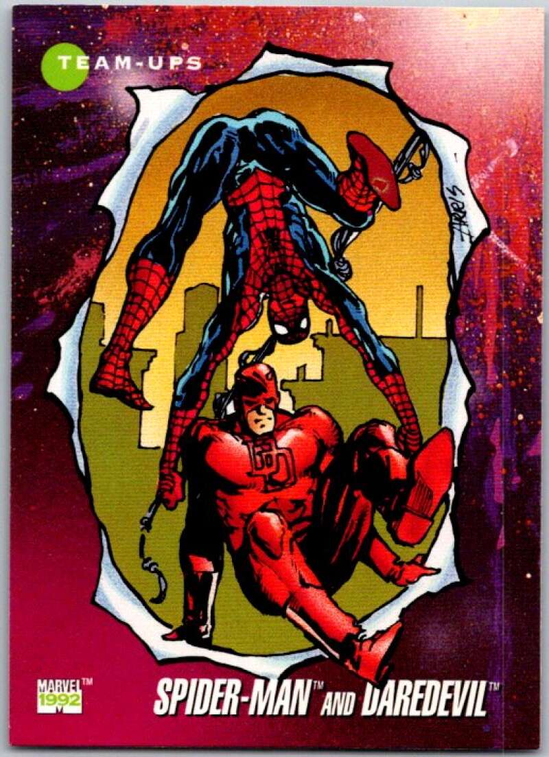 1992 Impel Marvel Universe #97 Spider-Man and Daredevil V36798