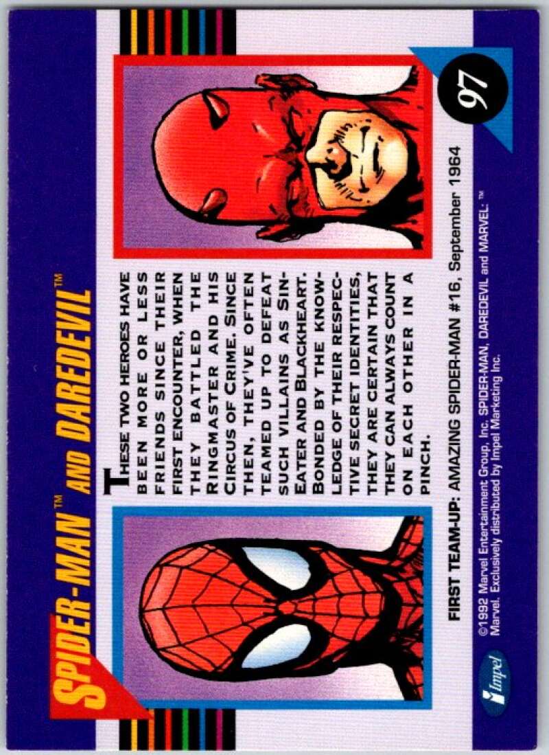 1992 Impel Marvel Universe #97 Spider-Man and Daredevil V36798