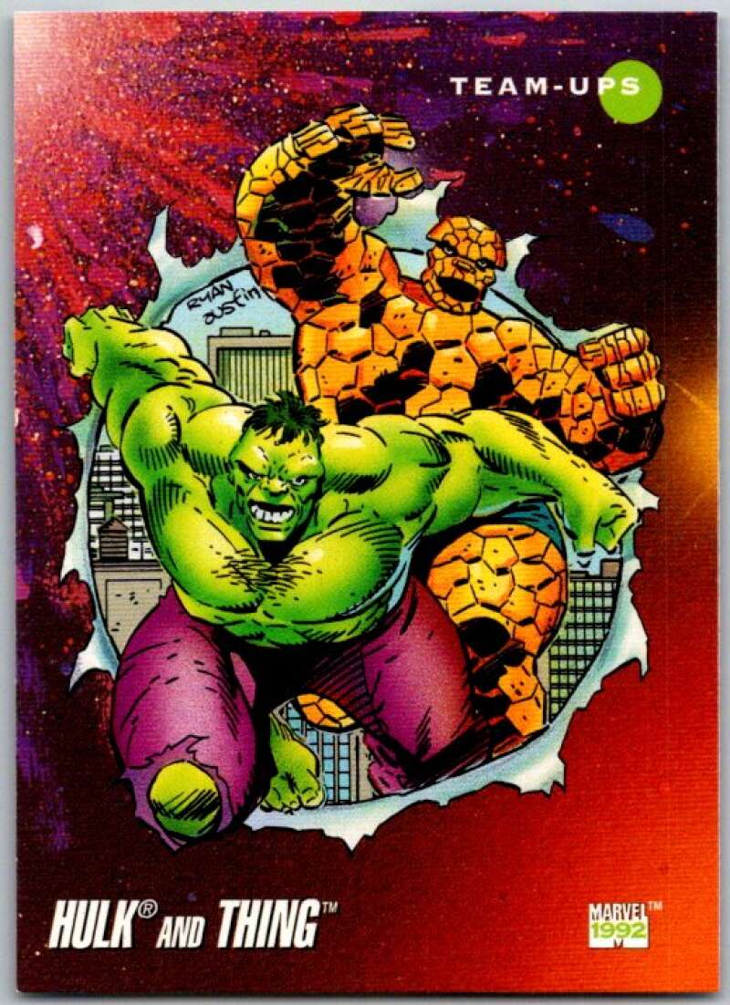 1992 Impel Marvel Universe #98 Hulk and Thing V36799