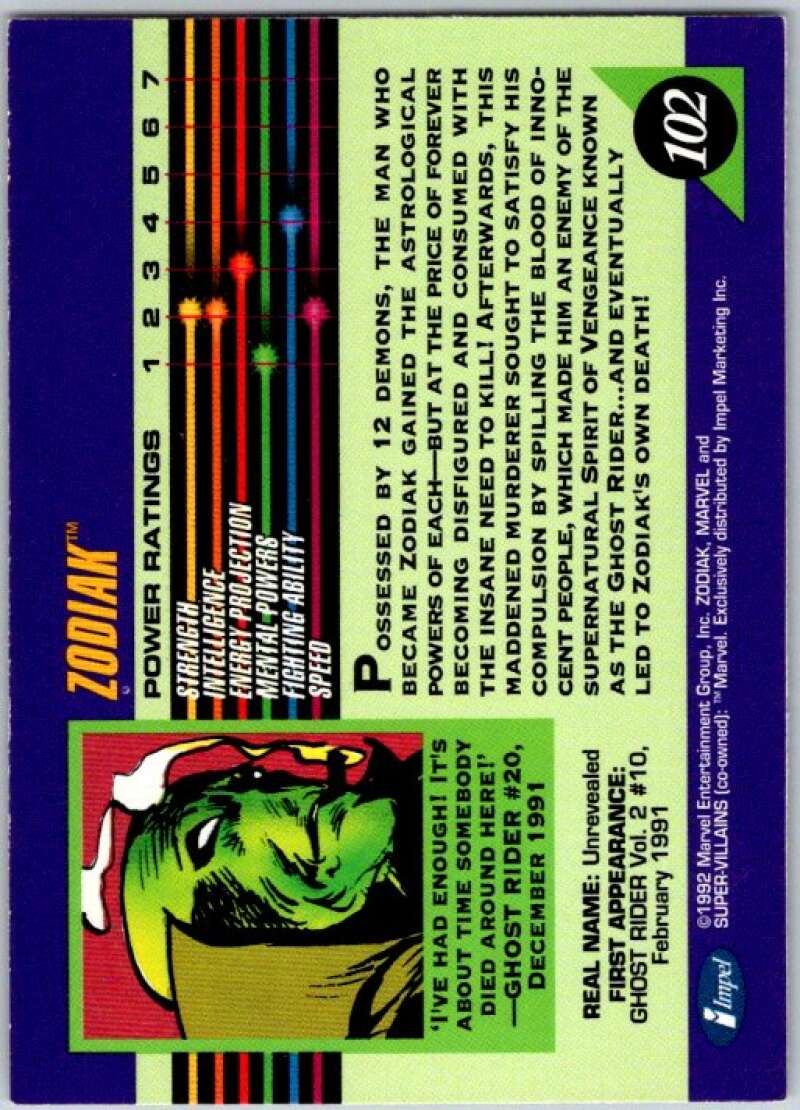 1992 Impel Marvel Universe #102 Zodiak V36803