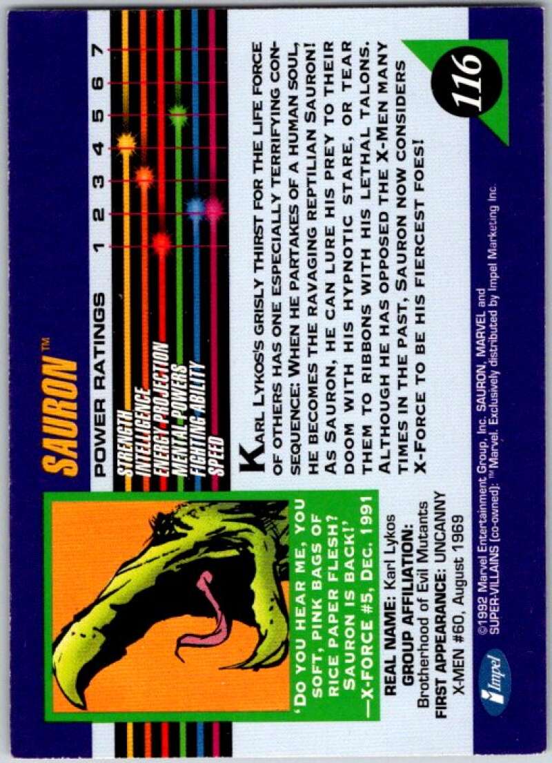 1992 Impel Marvel Universe #116 Sauron V36805