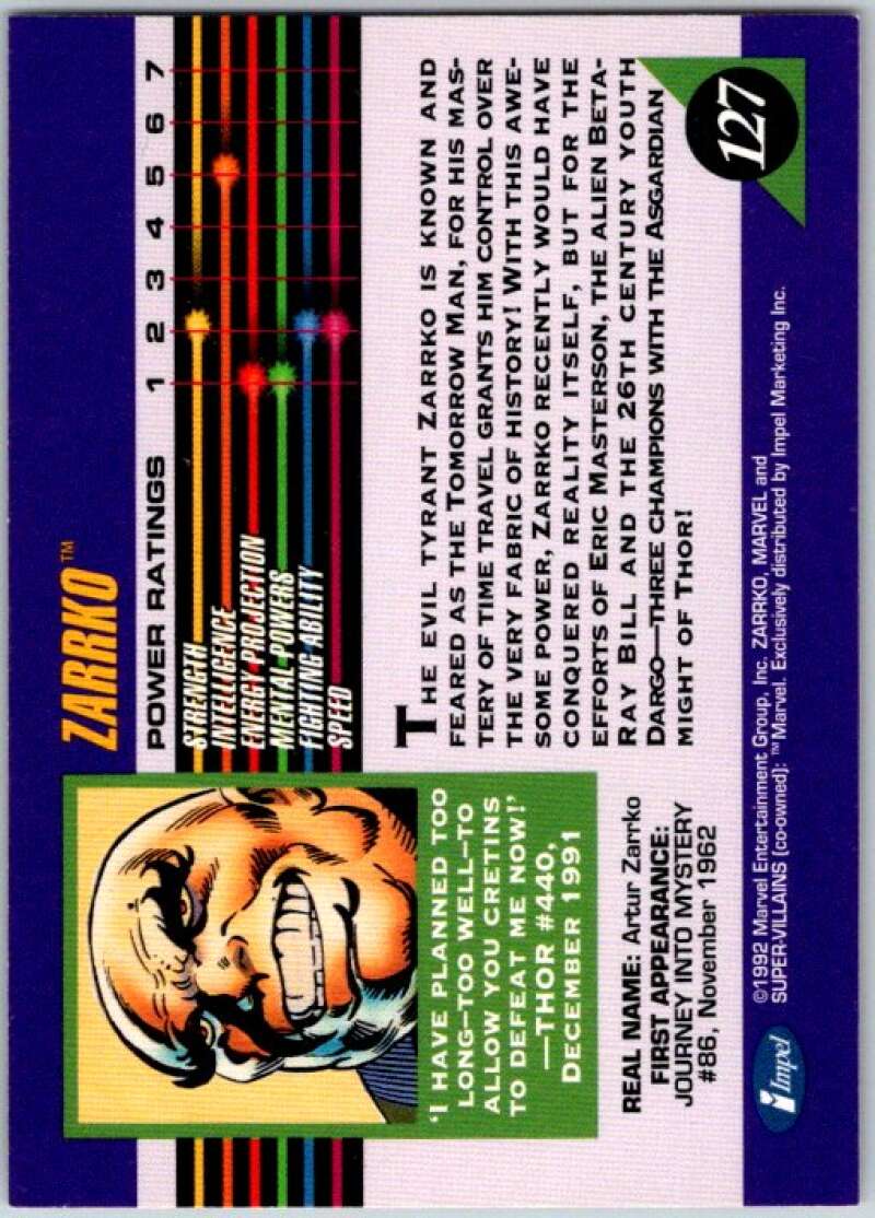 1992 Impel Marvel Universe #127 Zarrko V36816