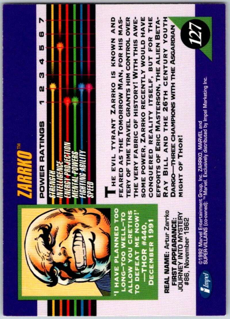 1992 Impel Marvel Universe #127 Zarrko V36817